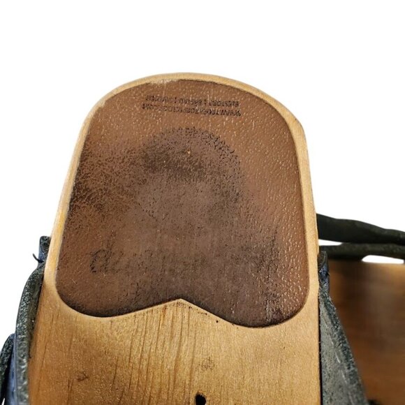 Troentorp Swedish Leather Clogs Black Cut-Out Wood Sole Sandals Size 36 - Picture 7 of 10